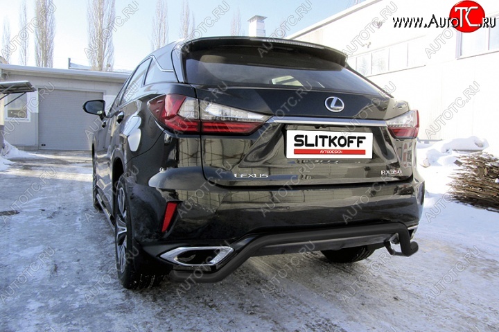 9 799 р. Защита задняя Slitkoff  Lexus RX350  AL20 (2015-2019) дорестайлинг (Цвет: серебристый)  с доставкой в г. Новочеркасск