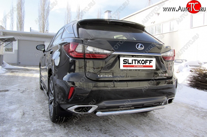 12 799 р. Защита заднего бампера из короткой трубы диаметром 57 мм Slitkoff  Lexus RX350  AL20 (2015-2019) дорестайлинг (Нержавейка, Полированная)  с доставкой в г. Новочеркасск