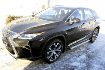 17 399 р. Пороги алюминиевые Slitkoff  Lexus RX350  AL20 (2015-2019) дорестайлинг (Standart Silver)  с доставкой в г. Новочеркасск. Увеличить фотографию 2