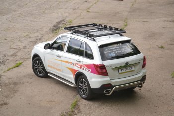 25 999 р. Порожки для ног из трубы Ø51 с алюминиевой площадкой Petroil Tuning Lifan X60 2-ой рестайлинг (2016-2024) (Нержавеющая полированная сталь)  с доставкой в г. Новочеркасск. Увеличить фотографию 3