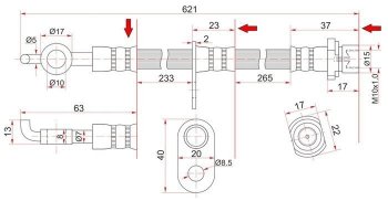 829 р. Тормозной шланг SAT (передний, правый, пр-во Таиланд) Toyota Noah 1 дорестайлинг (2001-2004)  с доставкой в г. Новочеркасск. Увеличить фотографию 1