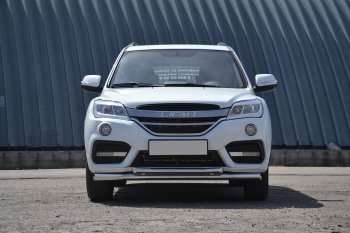 14 499 р. Защита переднего бампера двойная из труб d63/51 мм Petroil Tuning Lifan X60 2-ой рестайлинг (2016-2025) (Нержавеющая полированная сталь)  с доставкой в г. Новочеркасск. Увеличить фотографию 3