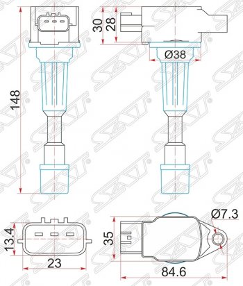 1 399 р. Катушка зажигания SAT Mazda 3/Axela BL дорестайлинг седан (2009-2011)  с доставкой в г. Новочеркасск. Увеличить фотографию 1