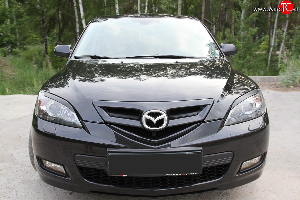 799 р. Реснички на фары RA V2  Mazda 3/Axela  BK (2003-2009) дорестайлинг, хэтчбэк, рестайлинг, хэтчбэк (Неокрашенные)  с доставкой в г. Новочеркасск