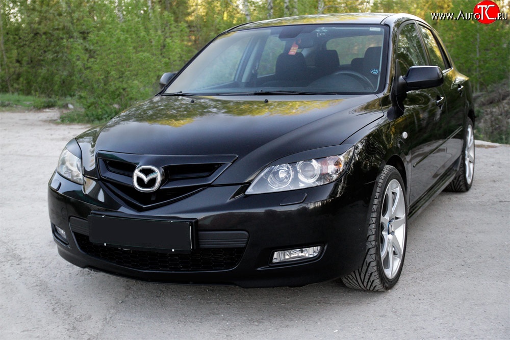 799 р. Реснички RA на фары  Mazda 3/Axela  BK (2006-2009) рестайлинг, хэтчбэк (Неокрашенные)  с доставкой в г. Новочеркасск