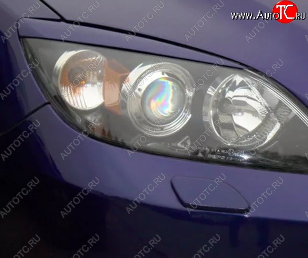 1 149 р. Реснички на фары Tuning-Sport v1 (короткие)  Mazda 3/Axela  BK (2003-2009) дорестайлинг, хэтчбэк, рестайлинг, хэтчбэк (Неокрашенные)  с доставкой в г. Новочеркасск