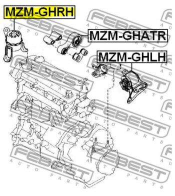 4 899 р. Правая подушка двигателя Febest (гидравлическая) Mazda 6 GH рестайлинг лифтбэк (2010-2012)  с доставкой в г. Новочеркасск. Увеличить фотографию 4