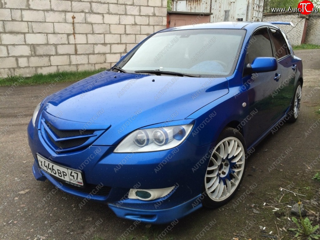 2 599 р. Клыки на передний бампер Style Mazda 3/Axela BK дорестайлинг, хэтчбэк (2003-2006) (Неокрашенная)  с доставкой в г. Новочеркасск