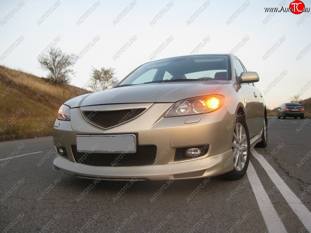 4 999 р. Накладка на передний бампер Style Mazda 3/Axela BK дорестайлинг седан (2003-2006) (Неокрашенная)  с доставкой в г. Новочеркасск