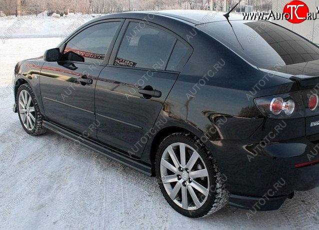 2 999 р. Клыки на задний бампер Style Mazda 3/Axela BK дорестайлинг седан (2003-2006) (Неокрашенная)  с доставкой в г. Новочеркасск