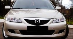 669 р. Реснички RA на фары  Mazda 6 ( GG,  GG, GY) (2002-2008) лифтбэк дорестайлинг, седан дорестайлинг, универсал дорестайлинг, лифтбэк рестайлинг, седан рестайлинг, универсал рестайлинг (Неокрашенные)  с доставкой в г. Новочеркасск. Увеличить фотографию 1