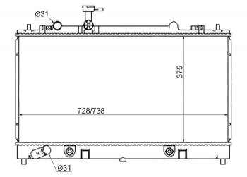 Радиатор двигателя (пластинчатый, 2.3, МКПП/АКПП) SAT Mazda 6 GG седан дорестайлинг (2002-2005)
