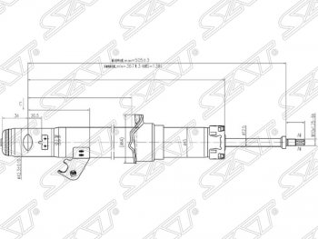 Левый амортизатор передний SAT Mazda 6 GG седан дорестайлинг (2002-2005)