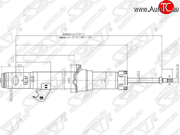 2 599 р. Левый амортизатор передний SAT  Mazda 6 ( GG,  GG, GY) - Atenza  GG  с доставкой в г. Новочеркасск