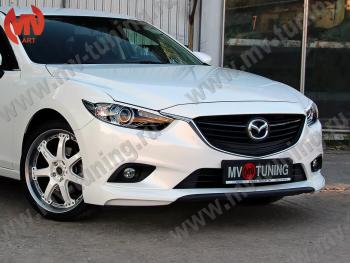 6 299 р. Клыки переднего бампера Var №2 Lite (комплектация Drive и Activ) MV-Tuning  Mazda 6  GJ (2012-2018) дорестайлинг седан, дорестайлинг универсал, 1 рестайлинг универсал, 1-ый рестайлинг седан (Неокрашенные)  с доставкой в г. Новочеркасск. Увеличить фотографию 1