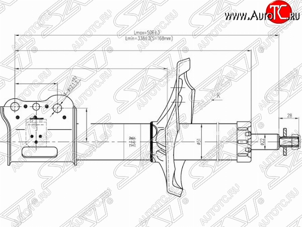 4 299 р. Правый амортизатор передний SAT Mazda 626 GF дорестайлинг седан (1997-1999)  с доставкой в г. Новочеркасск