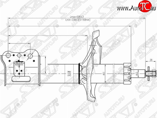 4 299 р. Левый амортизатор передний SAT  Mazda 626 ( GF,  GF,FW) - Capella  GF  с доставкой в г. Новочеркасск