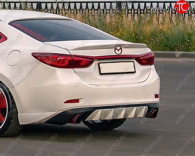 10 899 р. Диффузор заднего бампера Sport v4  Mazda 6  GJ (2015-2018) 1-ый рестайлинг седан (Неокрашенная)  с доставкой в г. Новочеркасск