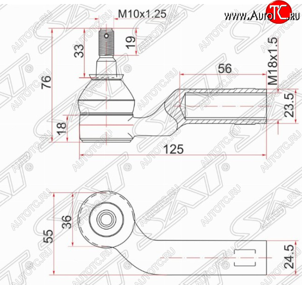 569 р. Правый наконечник рулевой тяги SAT  Mazda 3/Axela  BK - 5  с доставкой в г. Новочеркасск