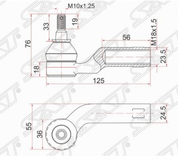 569 р. Левый наконечник рулевой тяги SAT Mazda 5 (2005-2010)  с доставкой в г. Новочеркасск. Увеличить фотографию 1