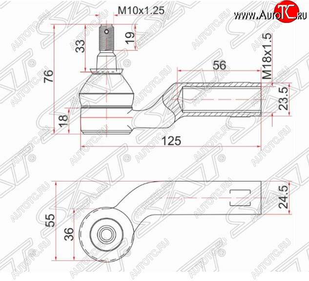 569 р. Левый наконечник рулевой тяги SAT Mazda 5 (2005-2010)  с доставкой в г. Новочеркасск