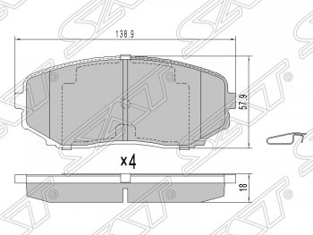 1 399 р. Колодки тормозные SAT (передние)  Mazda Bongo  Friendee - CX-9  TB  с доставкой в г. Новочеркасск. Увеличить фотографию 1