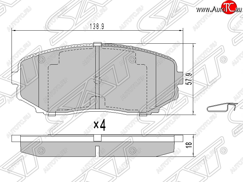 1 399 р. Колодки тормозные SAT (передние)  Mazda Bongo  Friendee - CX-9  TB  с доставкой в г. Новочеркасск