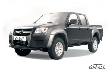 7 703 р. Защита переднего бампера Arbori (черная, 2 трубы d57 и 57 mm) Mazda BT-50 (2006-2011)  с доставкой в г. Новочеркасск. Увеличить фотографию 1