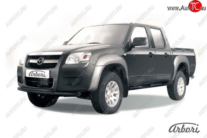 7 703 р. Защита переднего бампера Arbori (черная, 2 трубы d57 и 57 mm) Mazda BT-50 (2006-2011)  с доставкой в г. Новочеркасск