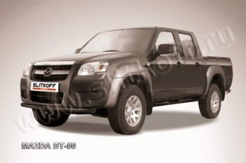 6 599 р. Защита переднего бампер Slitkoff  Mazda BT-50 (2006-2015) (Цвет: серебристый)  с доставкой в г. Новочеркасск. Увеличить фотографию 1