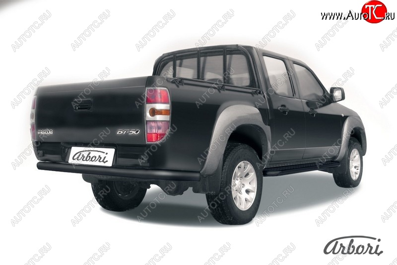 7 019 р. Защита заднего бампера Arbori (черная, 1 труба d76 mm). Mazda BT-50 (2006-2011)  с доставкой в г. Новочеркасск