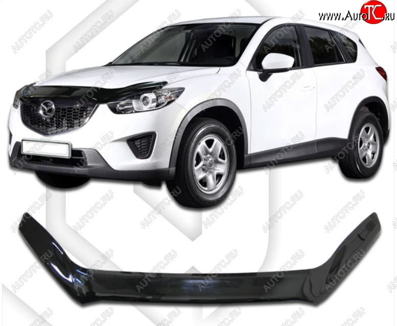 2 149 р. Дефлектор капота CA-Plastiс exclusive Mazda CX-5 KE рестайлинг (2015-2017) (Classic черный, Без надписи)  с доставкой в г. Новочеркасск