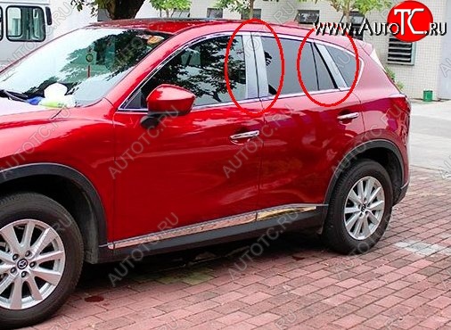 4 749 р. Накладки на центральные стойки дверей СТ Mazda CX-5 KE дорестайлинг (2011-2014) (Неокрашенные)  с доставкой в г. Новочеркасск