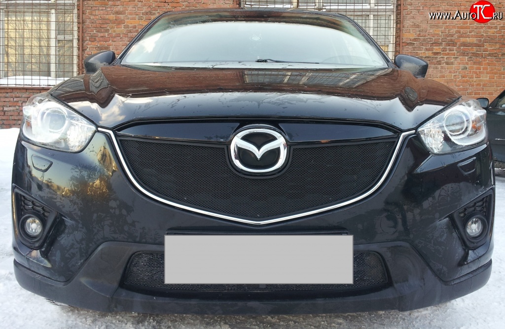 2 299 р. Нижняя сетка на бампер Russtal (черная) Mazda CX-5 KE дорестайлинг (2011-2014)  с доставкой в г. Новочеркасск