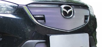 1 639 р. Защитная сетка на радиатор Russtal  Mazda CX-5  KE (2011-2014) дорестайлинг (чёрная, без выреза под парктронник)  с доставкой в г. Новочеркасск. Увеличить фотографию 2