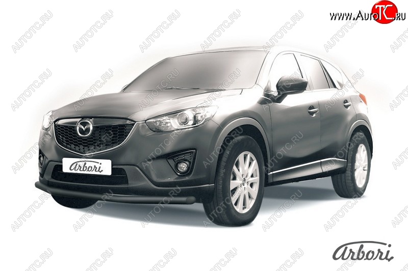 7 019 р. Защита переднего бампера Arbori (черная, 1 труба d57 mm). Mazda CX-5 KE дорестайлинг (2011-2014)  с доставкой в г. Новочеркасск