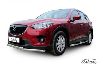 15 182 р. Защита переднего бампера Arbori (нержавейка, 2 трубы d57 и 42 mm)  Mazda CX-5  KE (2011-2017) дорестайлинг, рестайлинг  с доставкой в г. Новочеркасск. Увеличить фотографию 2