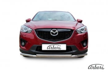 15 182 р. Защита переднего бампера Arbori (нержавейка, 2 трубы d57 и 42 mm) Mazda CX-5 KE дорестайлинг (2011-2014)  с доставкой в г. Новочеркасск. Увеличить фотографию 1