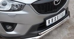 16 999 р. Защита переднего бампера (2 трубыØ63 и 42 мм, нержавейка) Russtal  Mazda CX-5  KE (2011-2017) дорестайлинг, рестайлинг  с доставкой в г. Новочеркасск. Увеличить фотографию 2