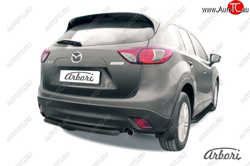 7 019 р. Защита заднего бампера Arbori (короткая, черная, 1 труба d57 mm). Mazda CX-5 KE дорестайлинг (2011-2014)  с доставкой в г. Новочеркасск