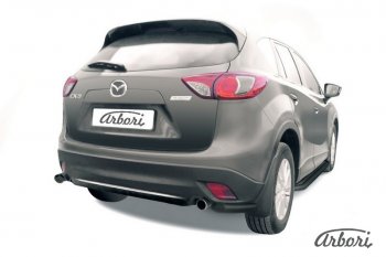 7 019 р. Защита заднего бампера Arbori (уголки, черная, 1 труба d57 mm). Mazda CX-5 KE дорестайлинг (2011-2014)  с доставкой в г. Новочеркасск. Увеличить фотографию 1