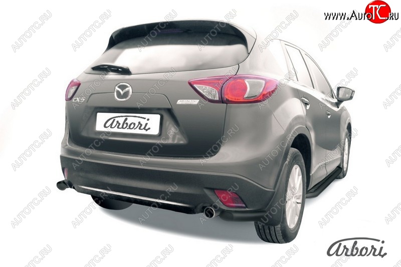 7 019 р. Защита заднего бампера Arbori (уголки, черная, 1 труба d57 mm). Mazda CX-5 KE дорестайлинг (2011-2014)  с доставкой в г. Новочеркасск