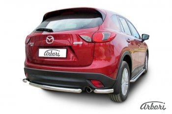 17 299 р. Защита заднего бампера Arbori (короткая, нержавейка, 1 труба d57 mm). Mazda CX-5 KE дорестайлинг (2011-2014)  с доставкой в г. Новочеркасск. Увеличить фотографию 2