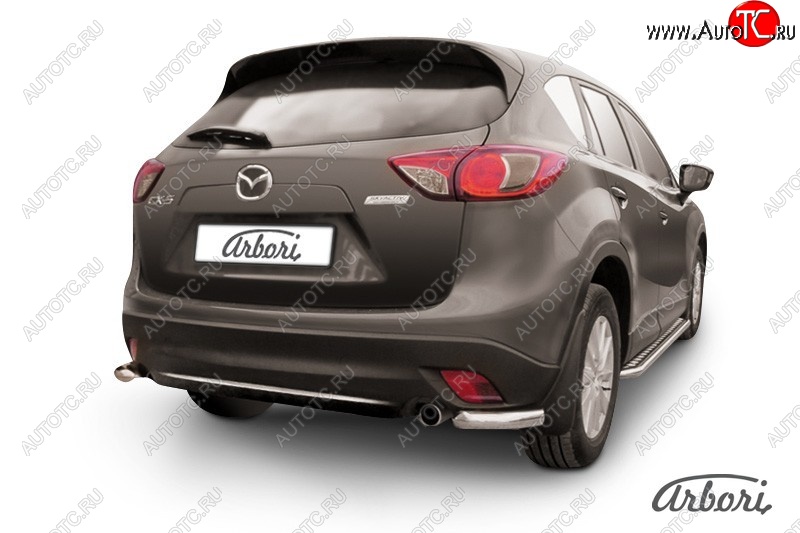 3 099 р. Защита заднего бампера Arbori (нержавейка, 1 труба d57 mm). Mazda CX-5 KE дорестайлинг (2011-2014)  с доставкой в г. Новочеркасск