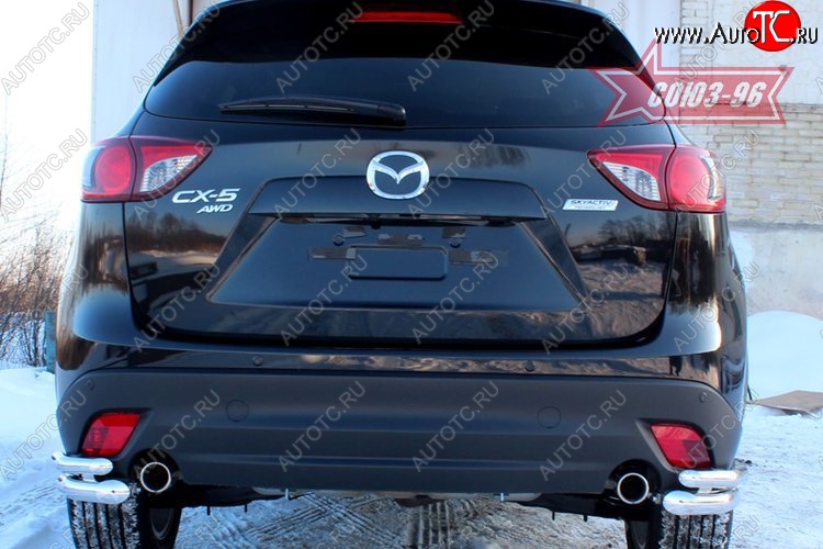 22 409 р. Защита заднего бампера из боковых уголков Souz-96 (d60/42) Mazda CX-5 KE дорестайлинг (2011-2014)  с доставкой в г. Новочеркасск