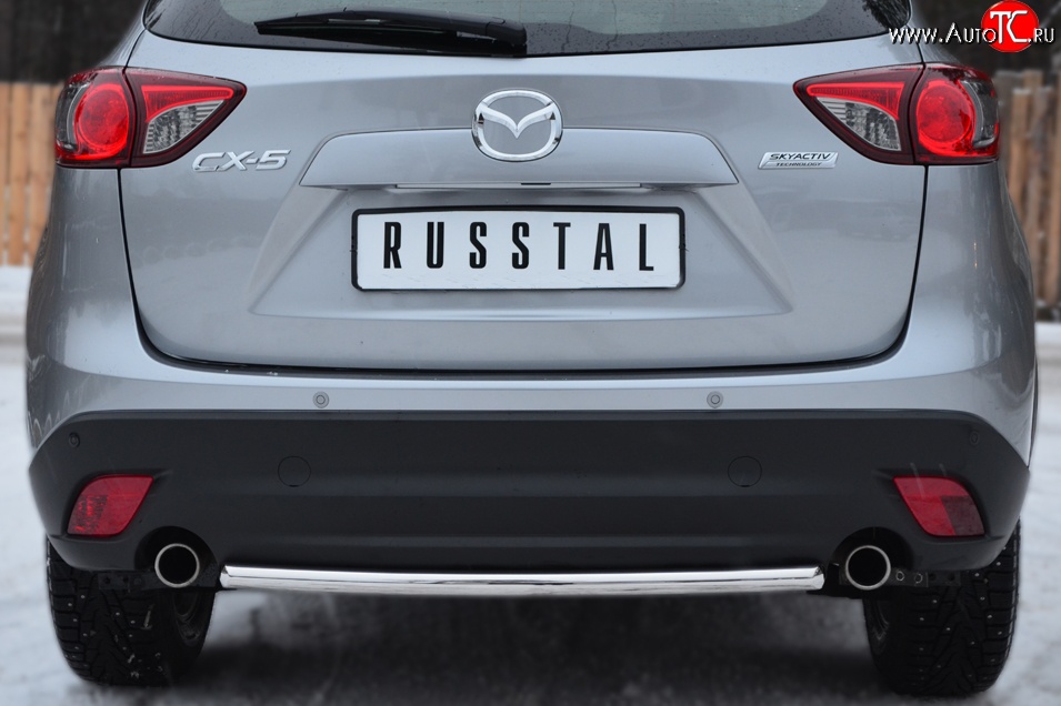 11 449 р. Одинарная защита заднего бампера из трубы диаметром 42 мм Russtal Mazda CX-5 KE дорестайлинг (2011-2014)  с доставкой в г. Новочеркасск