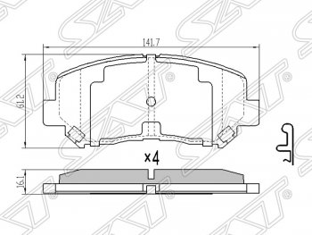 1 399 р. Колодки тормозные SAT (передние)  Mazda CX-5  KE (2011-2017) дорестайлинг, рестайлинг  с доставкой в г. Новочеркасск. Увеличить фотографию 1