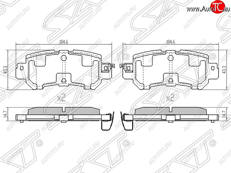 819 р. Колодки тормозные задние SAT   Mazda CX-5  KE (2011-2017) дорестайлинг, рестайлинг  с доставкой в г. Новочеркасск