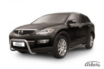 Защита переднего бампера Arbori (низкая - mini, нержавейка, 1 труба d57 mm). Mazda CX-9 TB дорестайлинг (2007-2009)