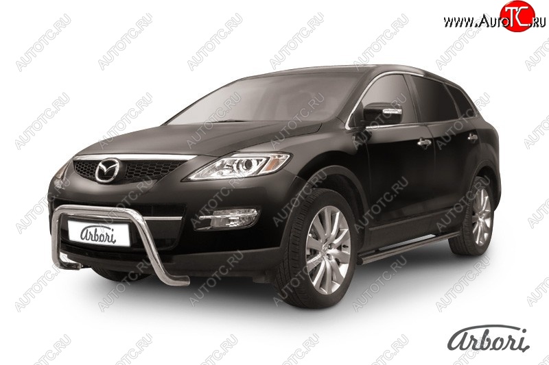 23 939 р. Защита переднего бампера Arbori (низкая - mini, нержавейка, 1 труба d57 mm). Mazda CX-9 TB дорестайлинг (2007-2009)  с доставкой в г. Новочеркасск